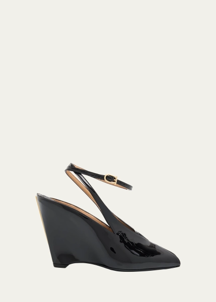 95mm Arcadia Patent Wedge Sandals