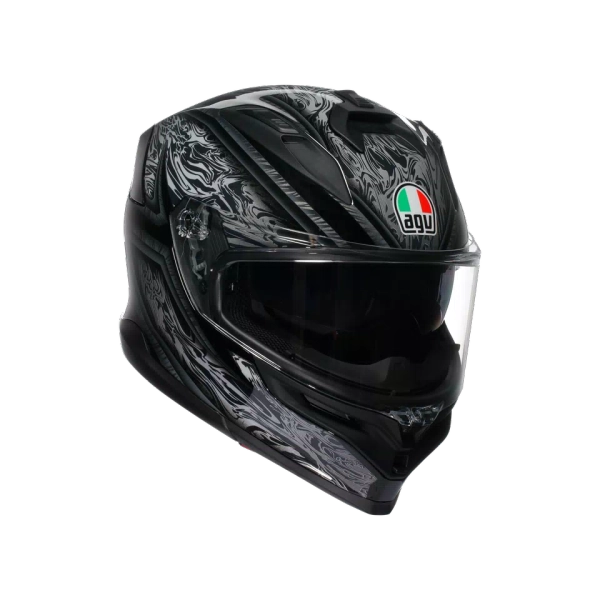 K7 MPLK DAMASCUS BLACK/SILVER - MOTORBIKE FULL FACE HELMET E2206