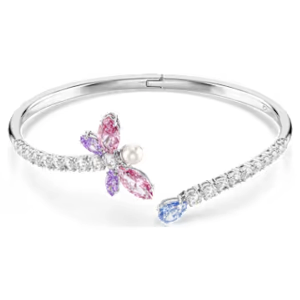 Bracciale rigido Ariana Grande x Swarovski, Taglio misto, Libellula, Multicolore, Placcato rodio