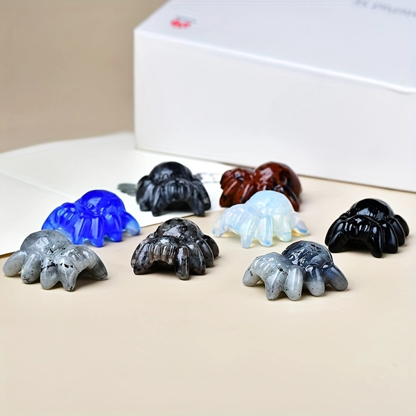 Handcrafted Obsidian Spider Sculpture, a Distinctive Halloween Decoration Featuring Oddities And Curiosities, Perfect for a Witch'S Altar Or As an Unusual Home Accent. This Miniature Piece Measures 1.6 Inches And Makes a Great Gift