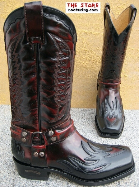 Sendra Boots botas de motorista rojo-negro botas de granjero cuero hecho a mano tallas 40 a 46