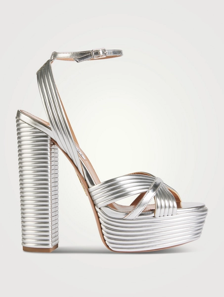 Aquazzura Sundance Metallic Platform Sandals