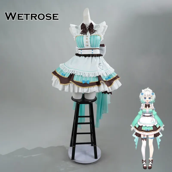[Wetrose] Vtuber Mint Fantome Ghost Maid Outfit Cosplay Costume Minto