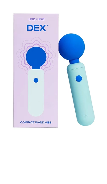 Unbound Dex Compact Wand Vibrator in Cerulean & Aqua.