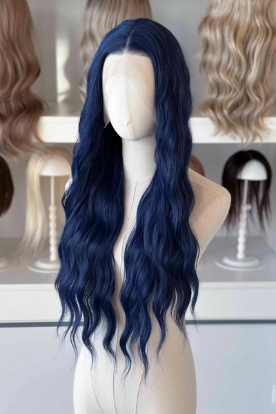 Dark Blue Ash Blue Long Wavy Lace Front Wig Darcy Zodiac Academy - Etsy UK