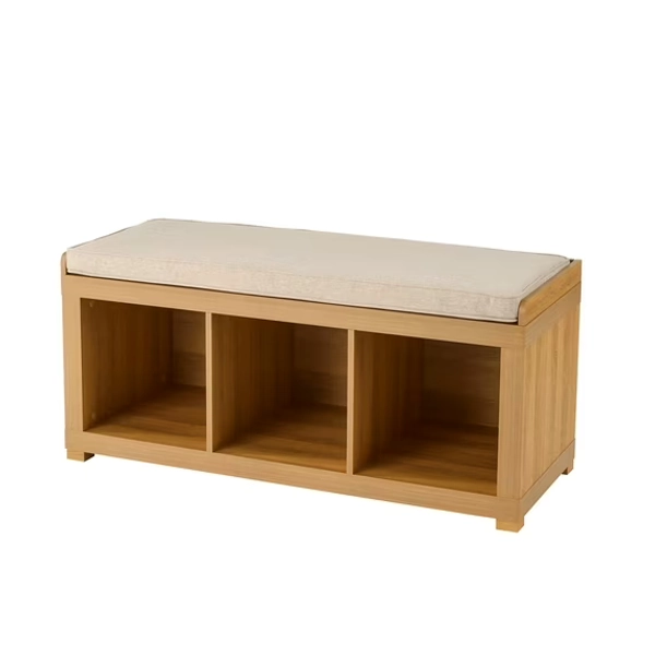 Better Homes & Gardens 3-Cube Storage Bench, Light Honey