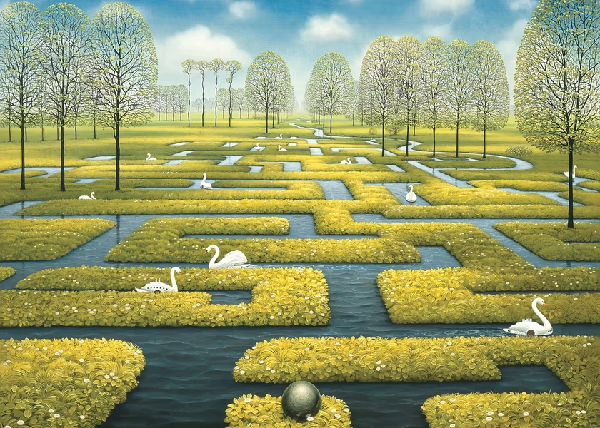 'Spring labirynth ' Poster, picture, metal print, paint by Yerka Jacek | Displate