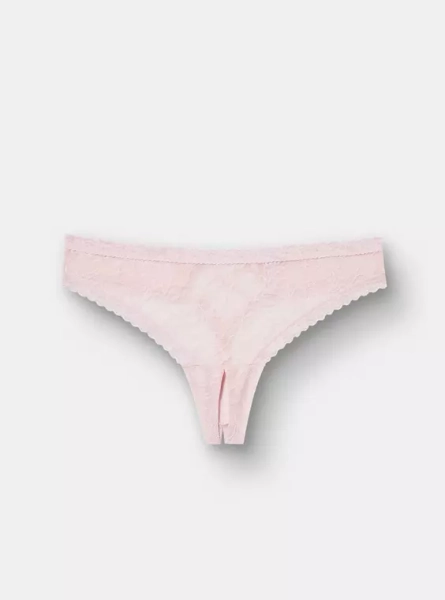 Aria Lace Thong Panty With Open Gusset 6X