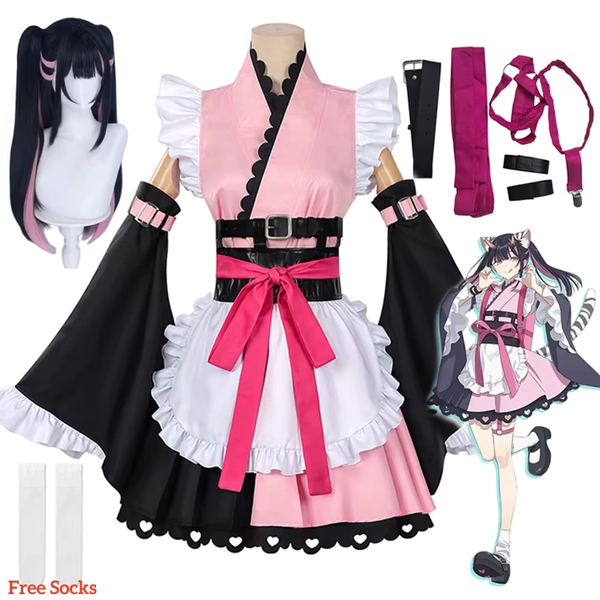 Disfraz de Cosplay de la Princesa Cósmica Kaguya Komazawa Noi, Estilo Japonés, Estampado de Flores de Cerezo, Manga Larga, Traje para Actuación en Escenario - AliExpress 