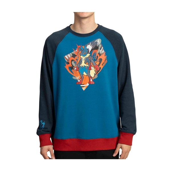 Mega Lucario Blue Crew Neck Sweatshirt - Adult