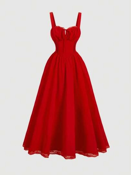 SHEIN MOD Vestido casual de color blanco romántico de un solo color con tirantes finos para vacaciones para mujeres