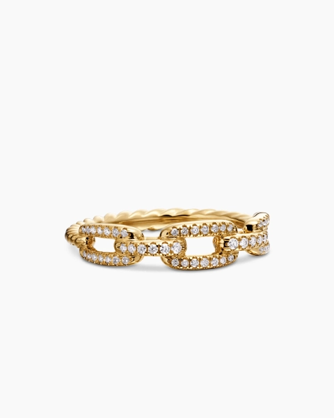 Stax Chain Link Ring in 18K Yellow Gold with Diamonds, 4.5mm