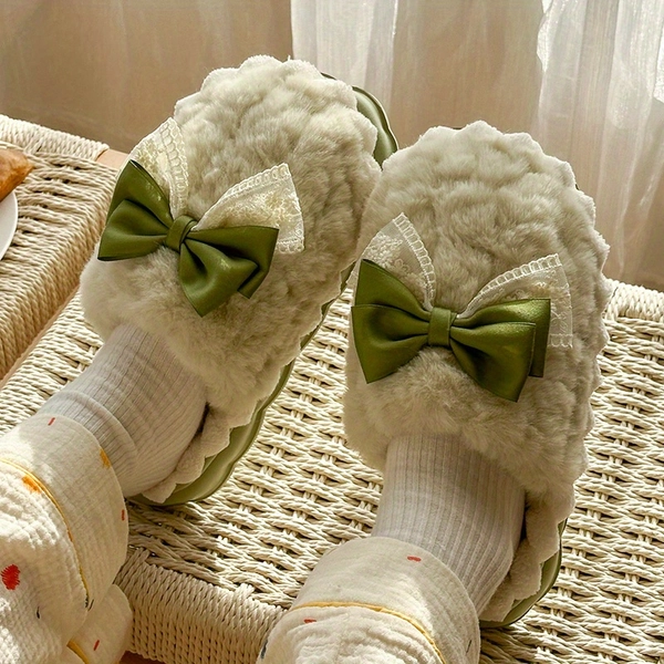 Women's Slippers, New Autumn/Winter Style, Thick-Soled Plush Indoor House Slippers for Postpartum, Women Shoes