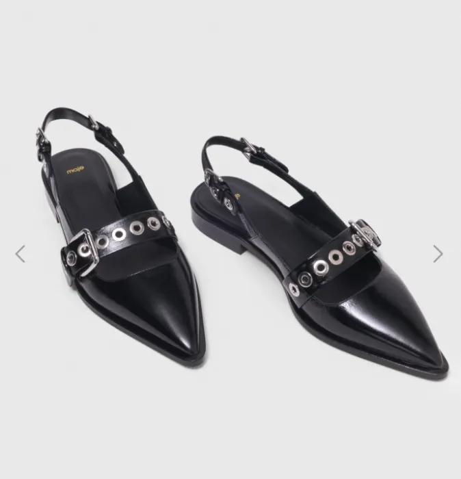 Maje Leather Buckle Flats 