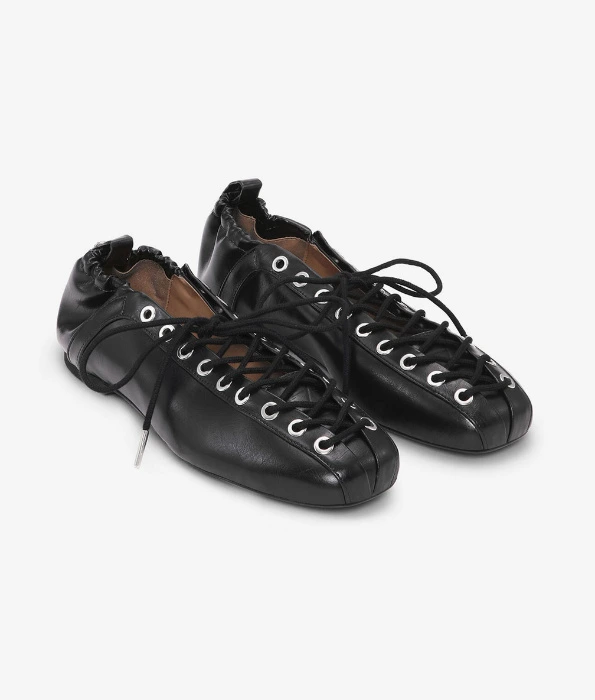 Ballerines à lacets en Oleatex noir