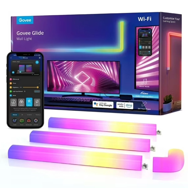 Govee Glide A1 Indoor Smart LED Wall Lights (8+2) , B6062A02, 40 Dynamic Scene Modes For Gaming Room Decor,Support APP Control,Voice Control
