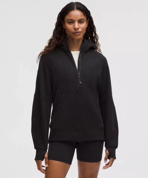 Scuba Oversized Half-Zip Hoodie *Long - Black - XS/S