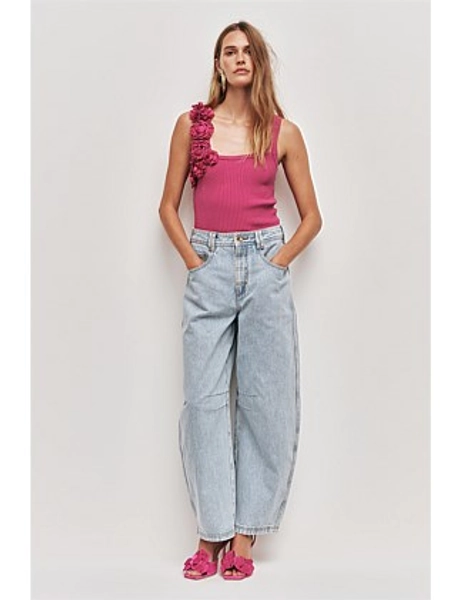 Emmy Flower Knit Tank - magenta - XS