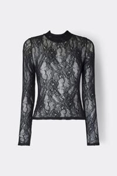 Stretch Lace Long Sleeve Crop Top Size L