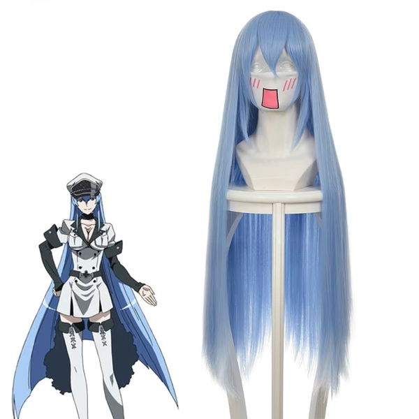 Anime Akame Ga KILL! Peluca de Cosplay Jaegers Esdeath Esdese, peluca larga y recta azul, pelo sintético resistente al calor, fiesta de Halloween - AliExpress 200000532