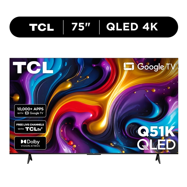 TCL 75" Q Series QLED 4K UHD HDR Smart Google TV (NEW 2025) - Dolby Vision, Dolby Atmos, Motion Rate 240, HDR 10+, Auto Game Mode - 75Q51K - Walmart.com