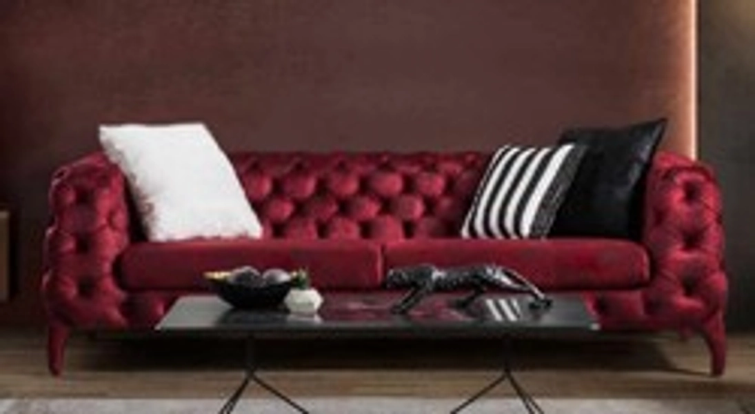 Luxus Chesterfield Sofa Bordeauxrot 235 x 98 x H. 72 cm - Wohnzimmer S