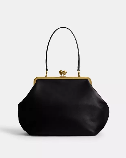 Brass/Black Large Kisslock Frame Bag