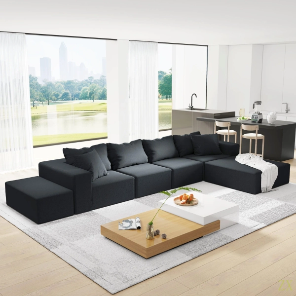 Modern Upholstered Sectional Sofa Couch Set