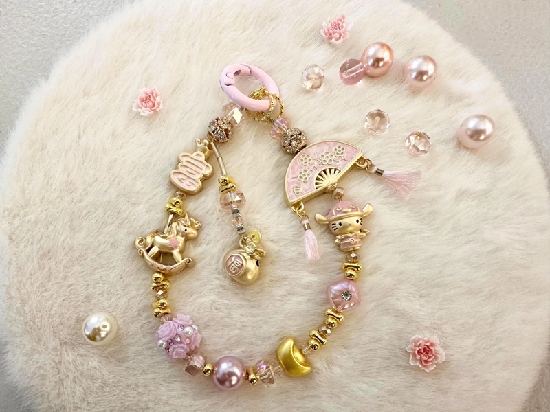 Kitty Character Keychain: Lucky New Year Phone Charm