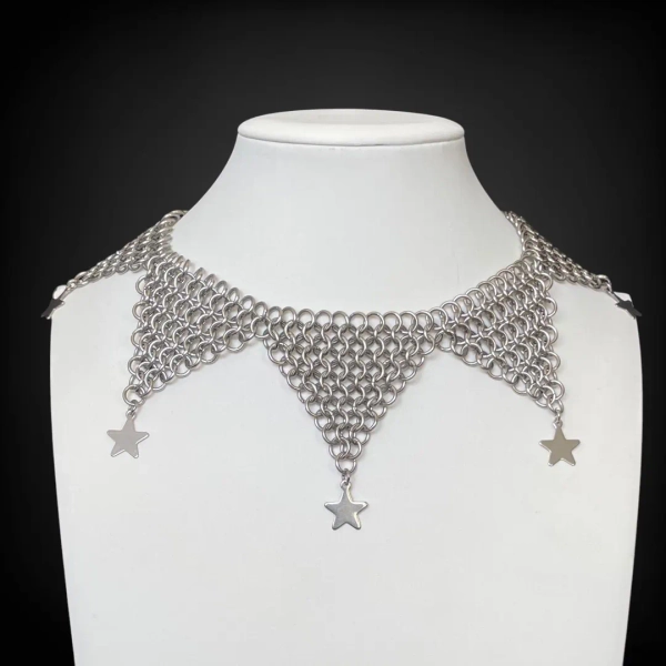 Chainmail Clown Collar With Stars - Stainless Steel Jester Necklace - Etsy