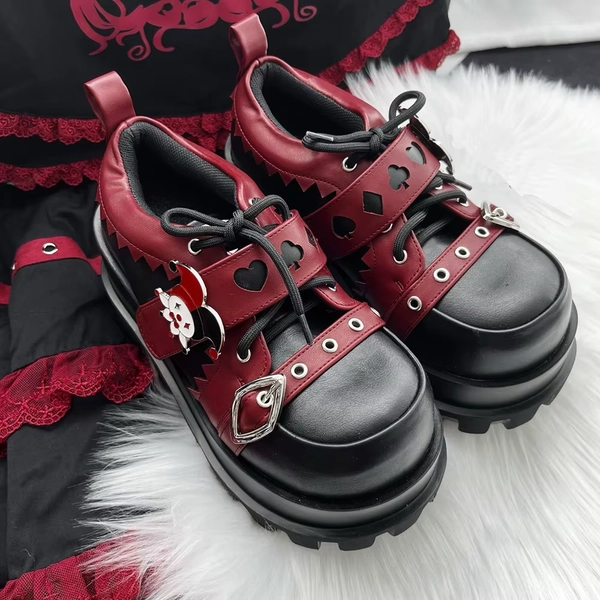 Street Style Girls Gothic Platform Shoes,Female Poker Joker Clown Decoration Elevator Shoes Halloween Gift - AliExpress 322