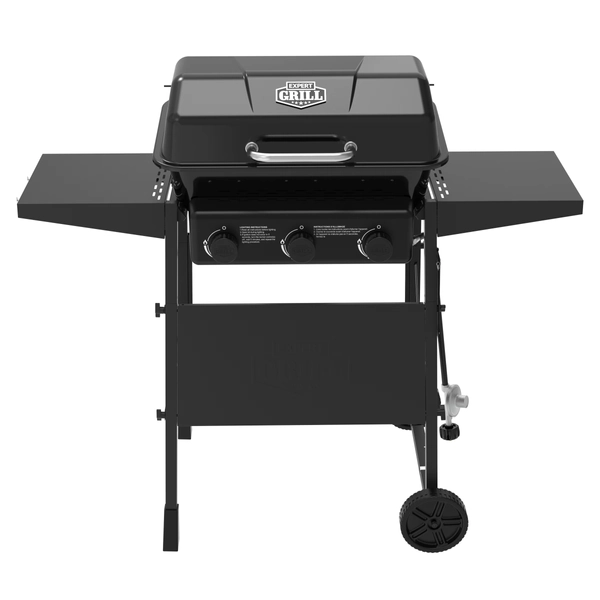 Expert Grill 3-Burner Propane Gas Grill with Side Shelves and Wheels, Black - Walmart.com