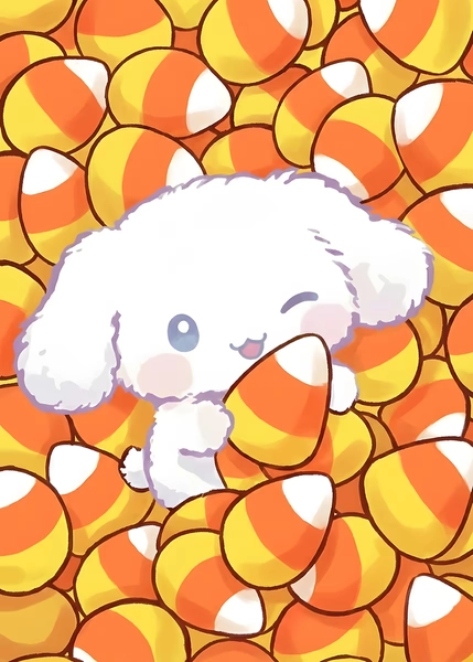 'Cinnamoroll with Candy Corn' Poster, picture, metal print, paint by Niika | Displate