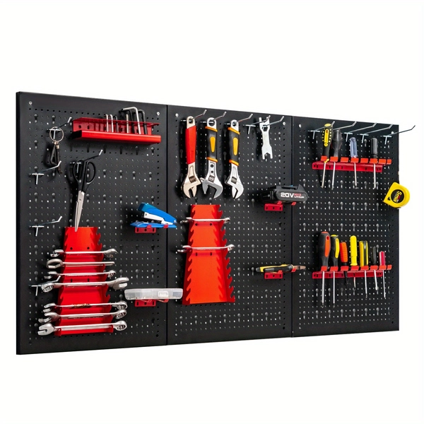 TEMU Pegboard Wall Organizer Kit 4ft.metal W/ 3 Pegboards & 25 Accessories