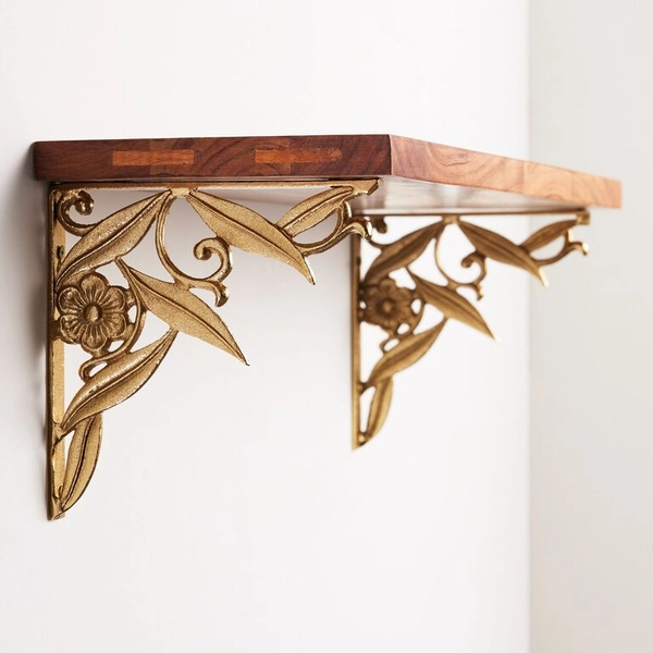 Gold Metal Botanical Mix & Match Shelf Brackets 2 Pack