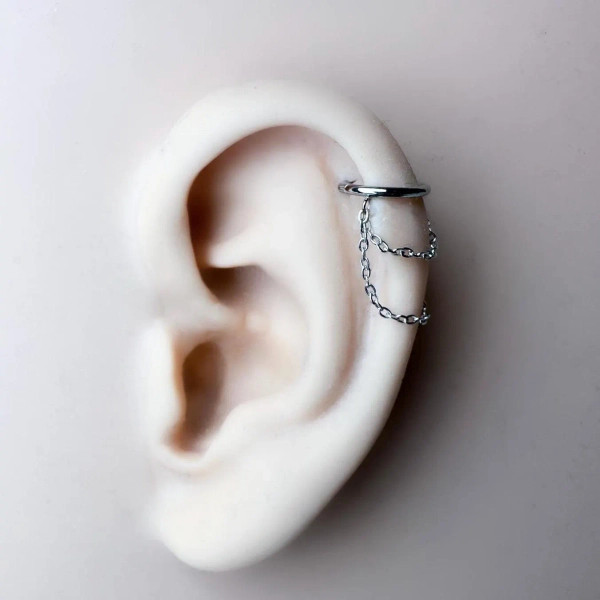 18g 16g 14g, Dainty Minimalist Double Chain Helix Piercing, cartilage piercing, hoop huggies, helix hoops, 6mm 8mm 10mm 12mm hoops