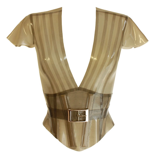 Latex Linde Corset Top w/ pleat applique in semi-trans cloud grey/semi-trans cloud grey