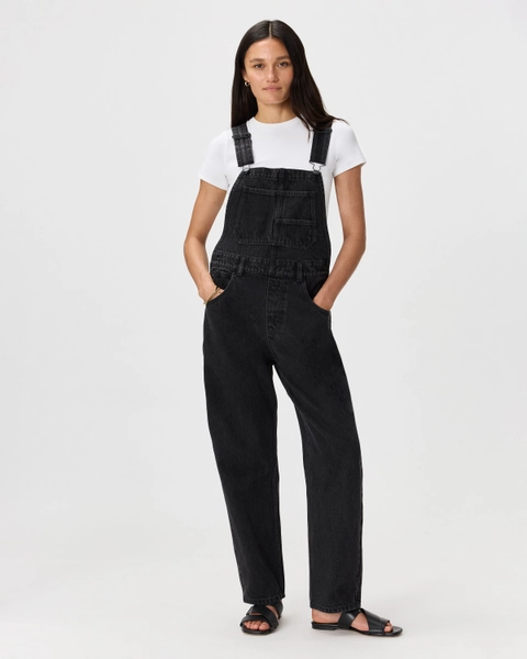 100% Organic Denim Overalls in Mascara Black
