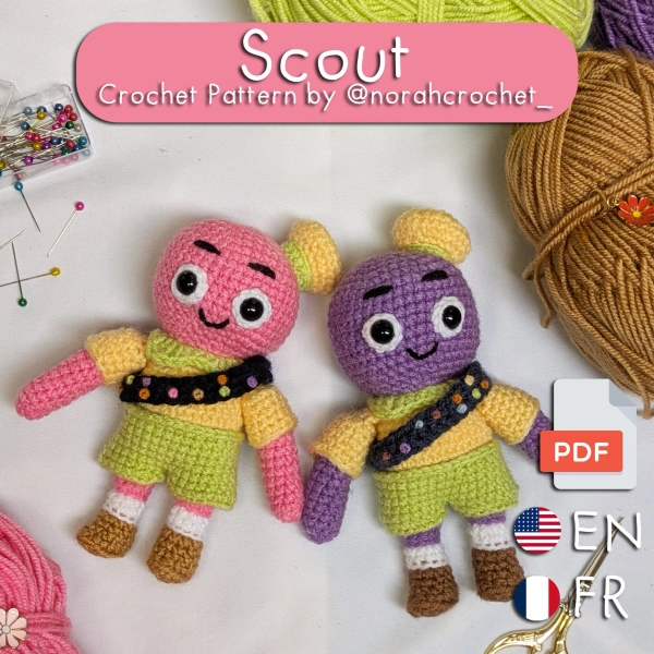 Crochet pattern to make a little scout, scout amigurumi inspired by PEAK