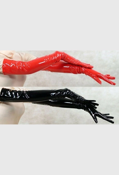 Cakuoyi Lingerie Accessory Elastic Shiny PU Leather Long Gloves