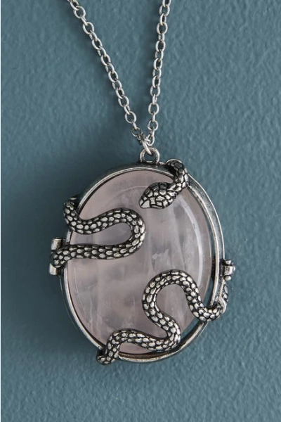 Serpent Worry Stone Locket Necklace