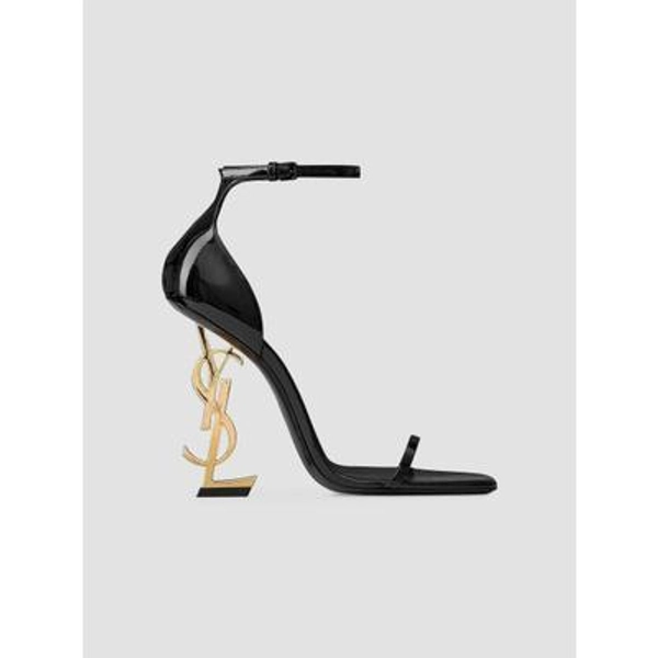 Saint Laurent Women's Opyum Sandals in Patent Leather - Black - Size 6