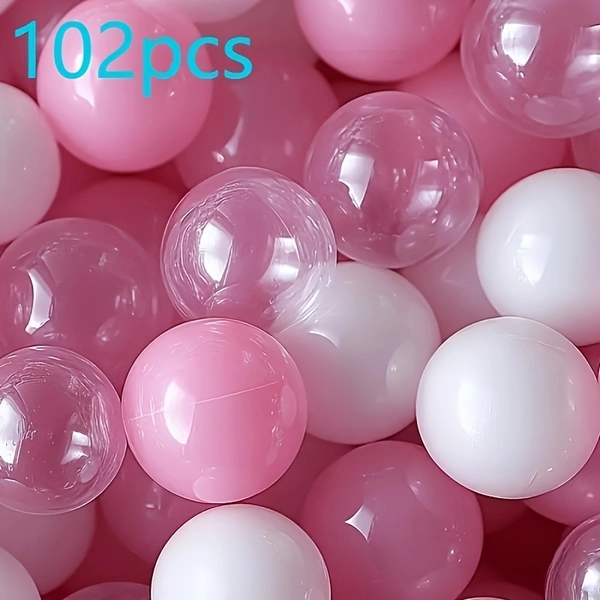 102pcs of Ocean Balls, Ideal for Kids' Swimming Pools, Birthday Celebrations, Christmas Decorations, And Baby Pink Themed Parties, Featuring Pink And White Ocean Balls