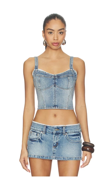 Abrand Saloon Bodice Top in Blue. - size S