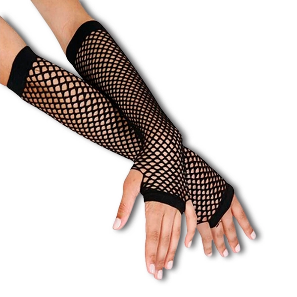 Guantes de Red Negros Tipo Fishnet – Talla Única