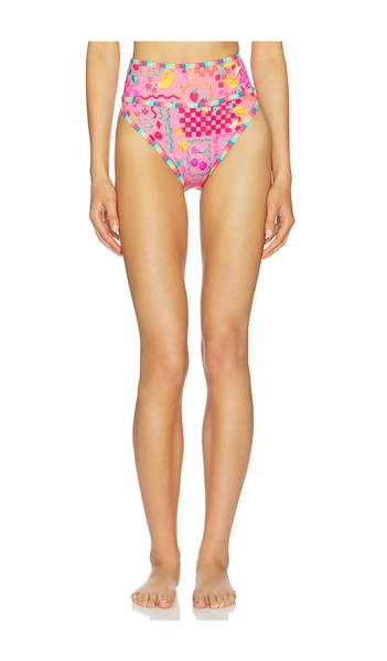 BEACH RIOT Carlotta Highwaist Bikini Bottom in Pink. - size XL