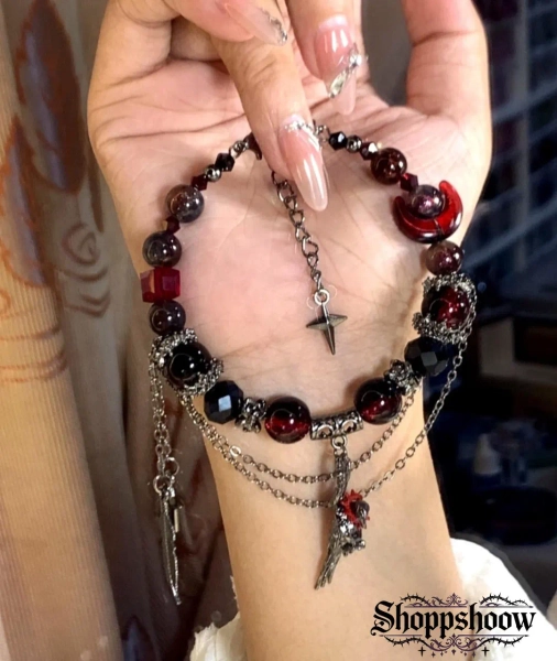 Love and Deepspace Sylus Gothic Bracelet | Blood Moon & Cross,heart Pendant, Handmade Cosplay Prop, Game Fan Gifts, Birthday Gifts - Etsy