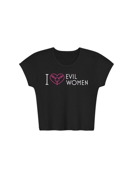 I Love Evil Women Crop Tee - Black
