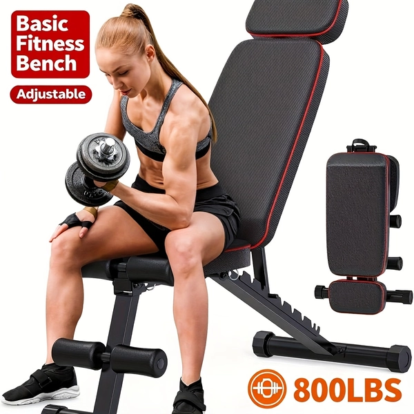 TEMU 1pc Adjustable Weight Bench, Workout Bench For Full , Multifunctional Exercise Equipment For Home Gym Strength Training, Aowos