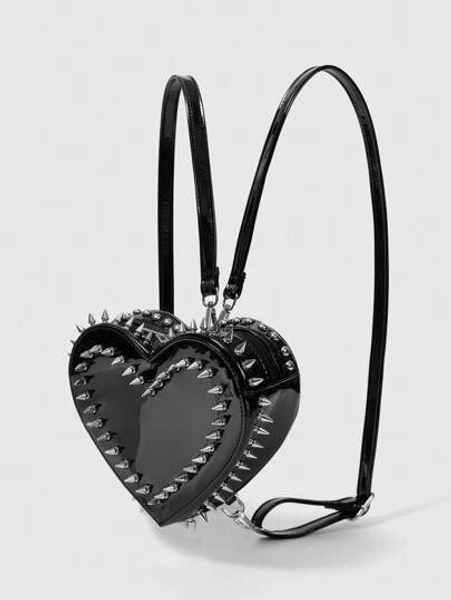 ROMWE Grunge Punk Mochila feminina estilo Punk Street Preppy Y2K com rebites